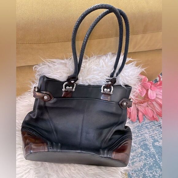 Brighton Handbag Embossed Leather Black & Brown - Picture 5 of 11